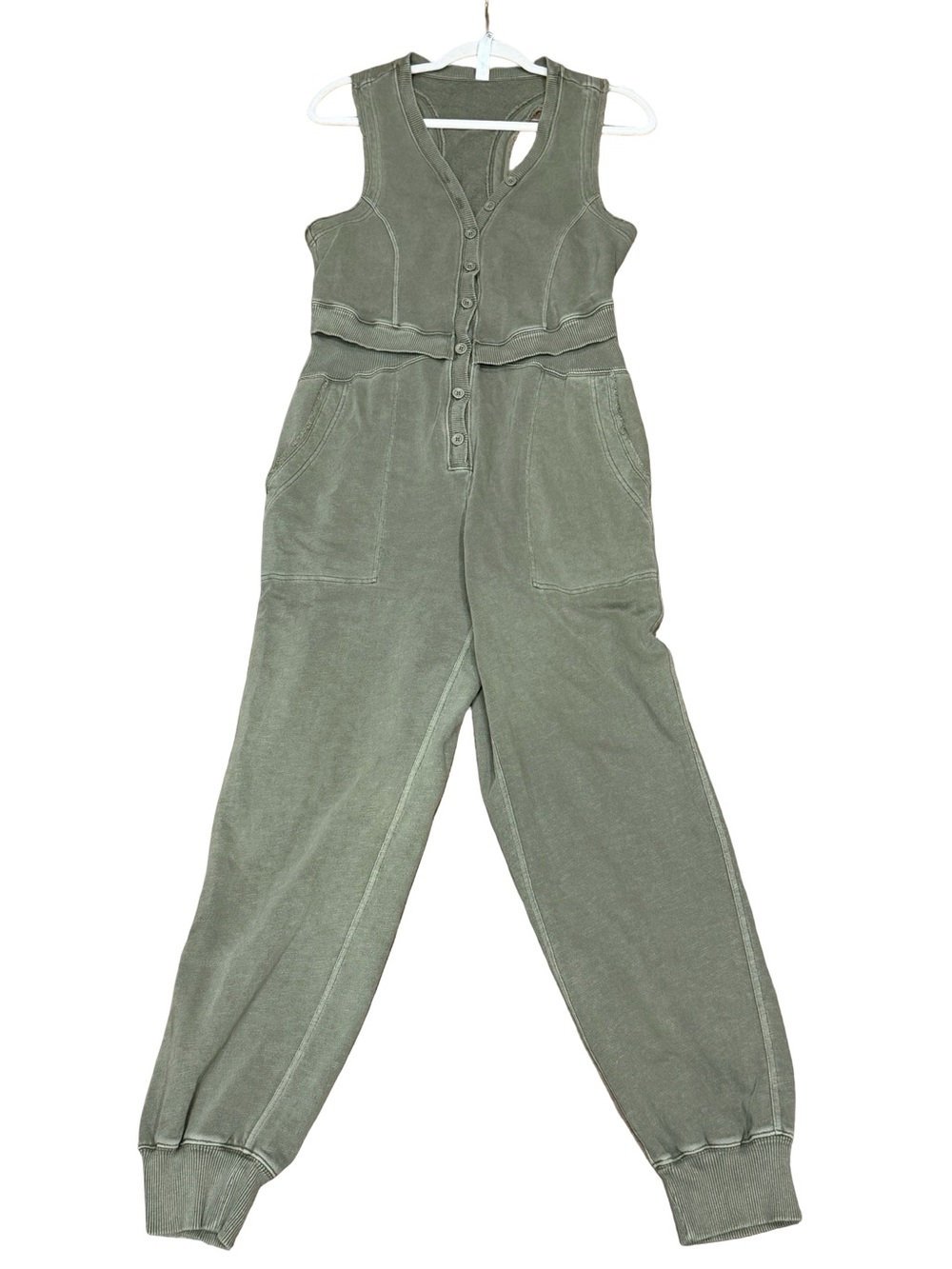 🌿 Daily Practice by Anthropologie Oros Green Sleeveless Jumpsuit Size S - Picture 8 of 13